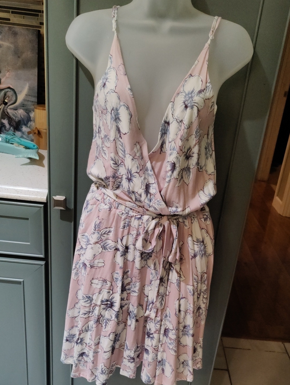 Ocean Drive Pink Floral Wrap Midi Dress